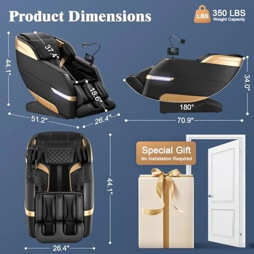 4D Massage Chair Full Body, Zero Gravity SL-Track Shiatsu Massage Recliner with Body Scan, AI Control, Heating, Airbags,... — Massage Chairs, YONISEE