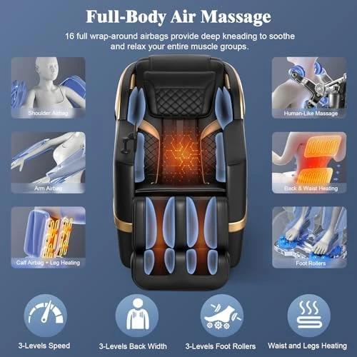 4D Massage Chair Full Body, Zero Gravity SL-Track Shiatsu Massage Recliner with Body Scan, AI Control, Heating, Airbags,... — Massage Chairs, YONISEE