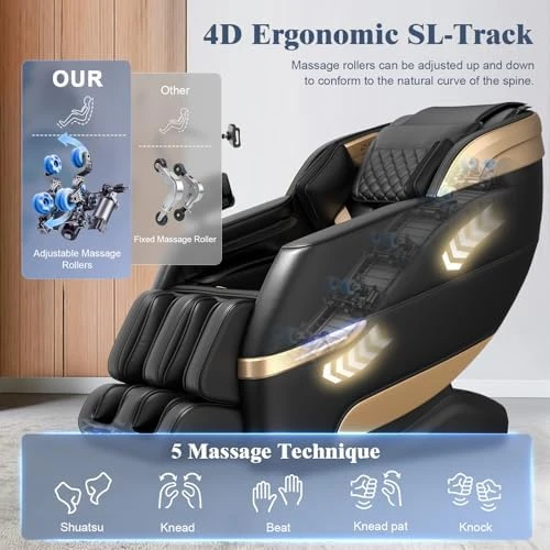 4D Massage Chair Full Body, Zero Gravity SL-Track Shiatsu Massage Recliner with Body Scan, AI Control, Heating, Airbags,... — Massage Chairs, YONISEE