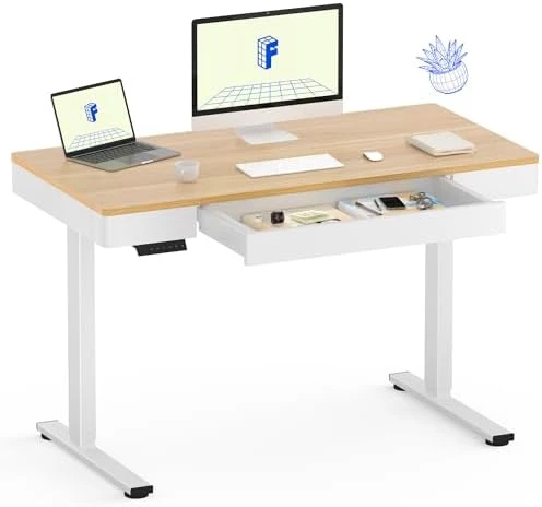 55" Bamboo Standing Desk, Dual Motor 3 Stages Adjustable Height Electric Computer Workstation with Wireless Charging,... — Standing Desk, FLEXISPOT