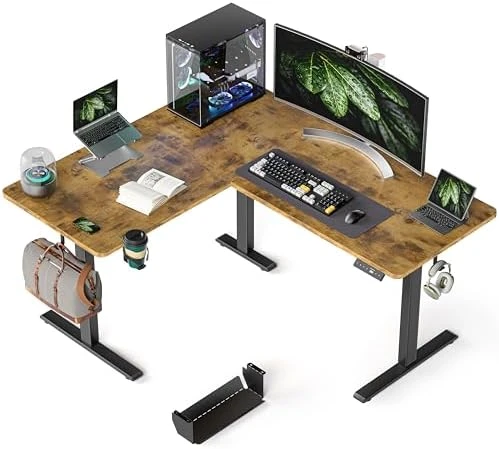 55x45 Inches Reversible L Shaped Standing Desk with Cup Holder — Standing Desk, WALKINGDESK