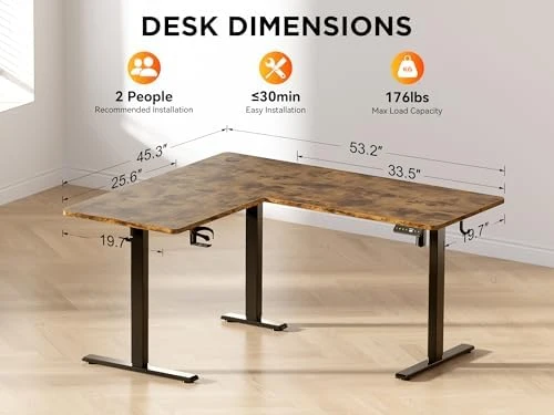 55x45 Inches Reversible L Shaped Standing Desk with Cup Holder — Standing Desk, WALKINGDESK