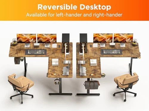 55x45 Inches Reversible L Shaped Standing Desk with Cup Holder — Standing Desk, WALKINGDESK