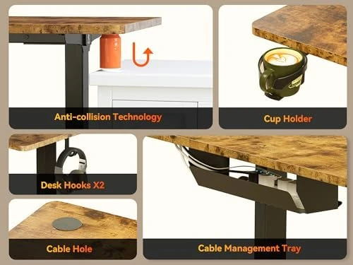 55x45 Inches Reversible L Shaped Standing Desk with Cup Holder — Standing Desk, WALKINGDESK