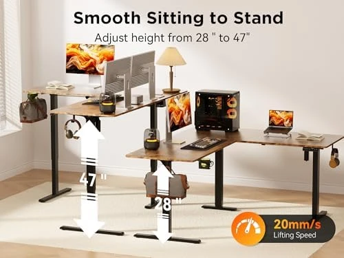 55x45 Inches Reversible L Shaped Standing Desk with Cup Holder — Standing Desk, WALKINGDESK