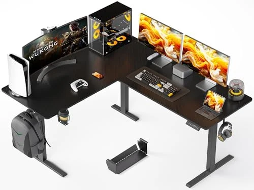 55x45 Inches Reversible L Shaped Standing Desk with Cup Holder — Standing Desk, WALKINGDESK