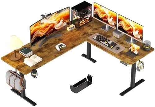 55x45 Inches Reversible L Shaped Standing Desk with Cup Holder — Standing Desk, WALKINGDESK