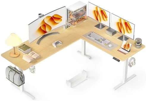 55x45 Inches Reversible L Shaped Standing Desk with Cup Holder — Standing Desk, WALKINGDESK