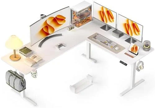 55x45 Inches Reversible L Shaped Standing Desk with Cup Holder — Standing Desk, WALKINGDESK