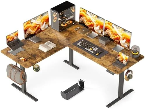 55x45 Inches Reversible L Shaped Standing Desk with Cup Holder — Standing Desk, WALKINGDESK