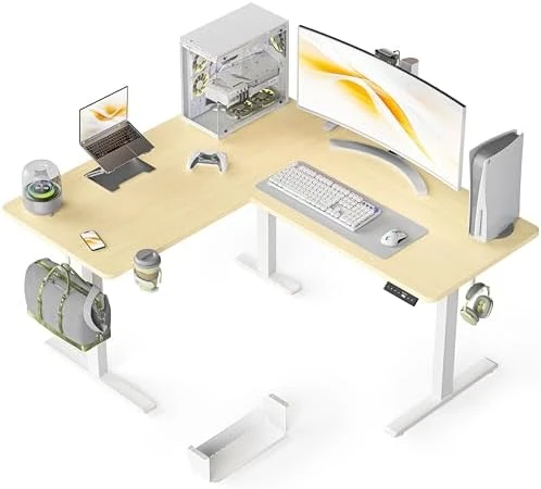 55x45 Inches Reversible L Shaped Standing Desk with Cup Holder — Standing Desk, WALKINGDESK