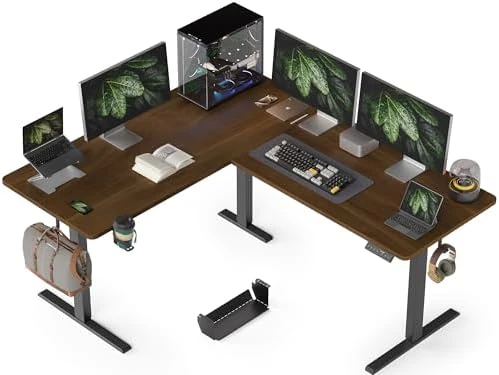 55x45 Inches Reversible L Shaped Standing Desk with Cup Holder — Standing Desk, WALKINGDESK