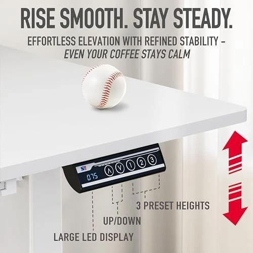 Electric Height Adjustable Standing Desk with Drawer, Memory Preset and Cable Management Tray — Standing Desk, SHW