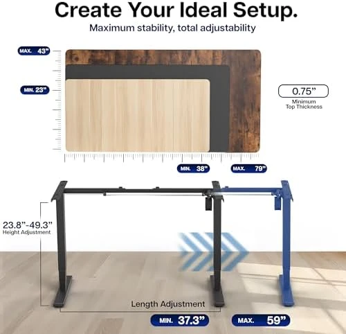 Electric Stand Up Desk Frame with Memory Touch Pad — Standing Desk, VIVO