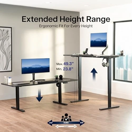 Electric Stand Up Desk Frame with Memory Touch Pad — Standing Desk, VIVO