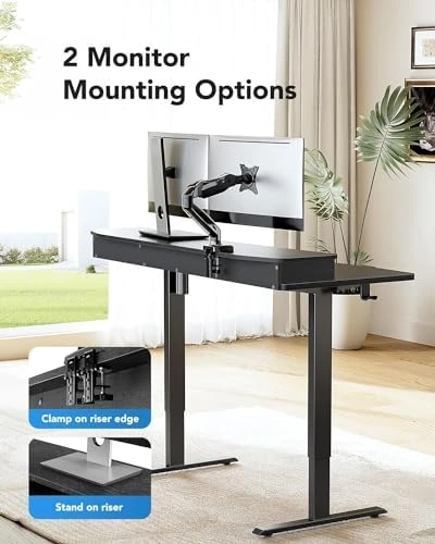 Electric Standing Desk with 2 Drawers & Large Keyboard Tray — Standing Desk, HUANUO