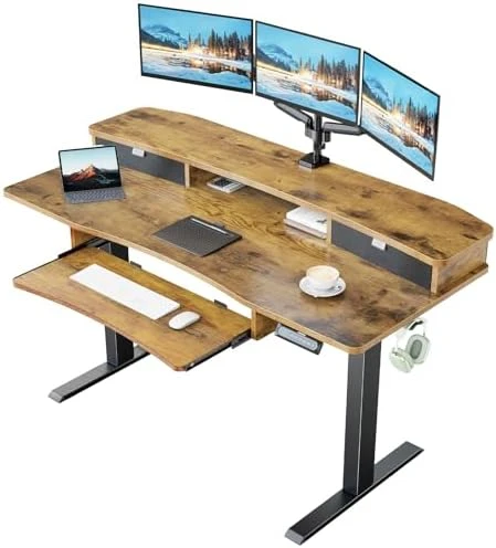 Electric Standing Desk with 2 Drawers & Large Keyboard Tray — Standing Desk, HUANUO