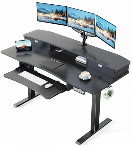 Electric Standing Desk with 2 Drawers & Large Keyboard Tray — Standing Desk, HUANUO