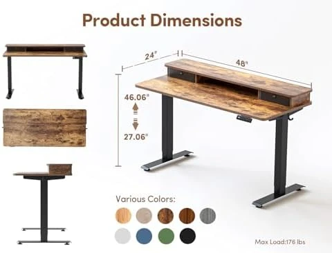 Electric Standing Desk with Dual Drawers — Standing Desk, BANTI