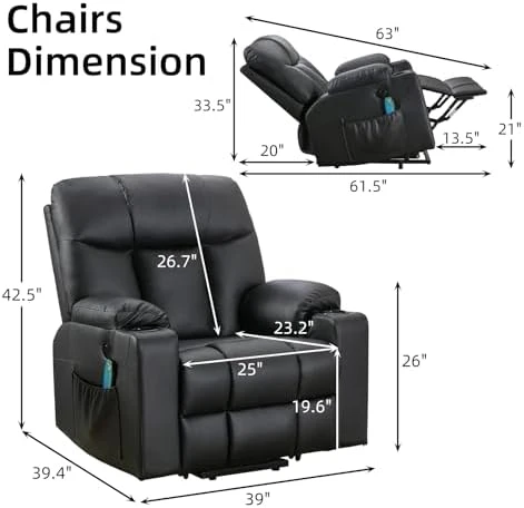 Extra Wide Lift Chair with Heat and Massage — Massage Chairs, Bonzy Home