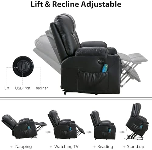Extra Wide Lift Chair with Heat and Massage — Massage Chairs, Bonzy Home