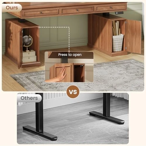 Farmhouse Electric Standing Desk with 3 Drawers — Standing Desk, SEDETA