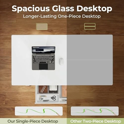 Glass Standing Desk with Drawers and USB Charging — Standing Desk, Furmax