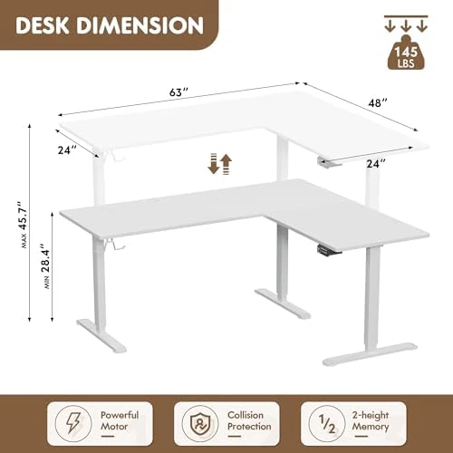 L Shaped Standing Desk with 2 Preset Heights — Standing Desk, Furmax