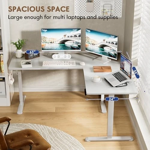 L Shaped Standing Desk with 2 Preset Heights — Standing Desk, Furmax