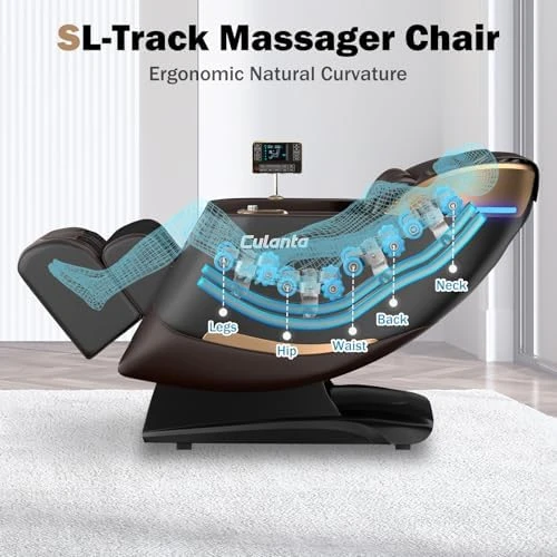 Massage Chair Full Body, Zero Gravity SL-Track Shiatsu Massage Recliner with Body Scan, Airbags, Foot Rollers, Deep Yoga... — Massage Chairs, Culanta