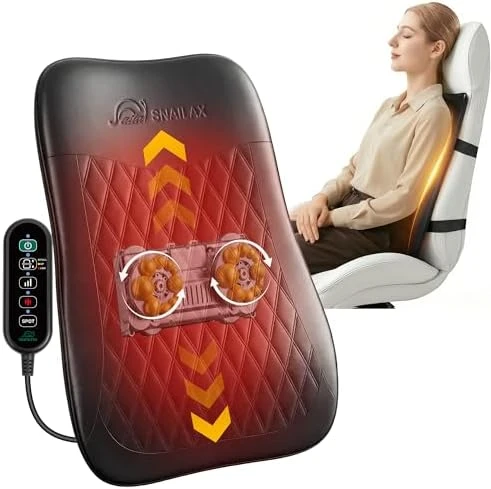 Ultra-Slim Shiatsu Back Massager with Heat, 4D Roller, 10 Massage Nodes — Massage Chairs, Snailax