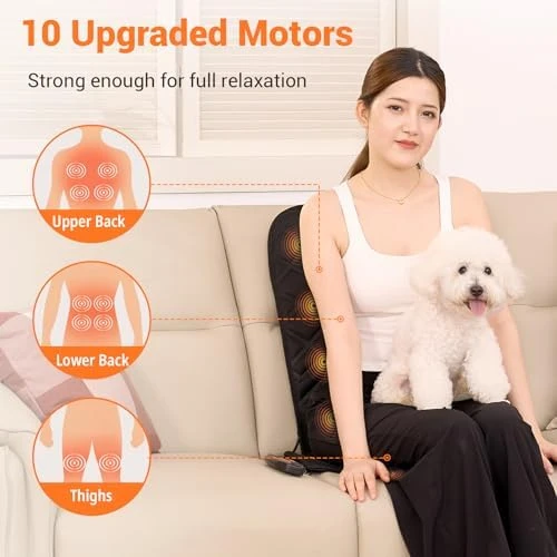 10 Vibrating Massage Nodes Back Massager Chair Pad for Pain Relief Home Office Use — Massage Chairs, CARSHION