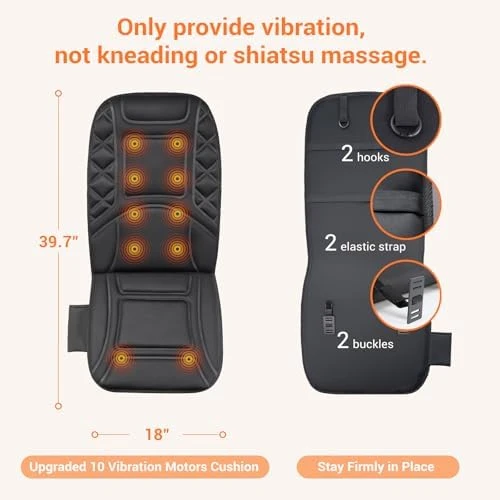 10 Vibrating Massage Nodes Back Massager Chair Pad for Pain Relief Home Office Use — Massage Chairs, CARSHION
