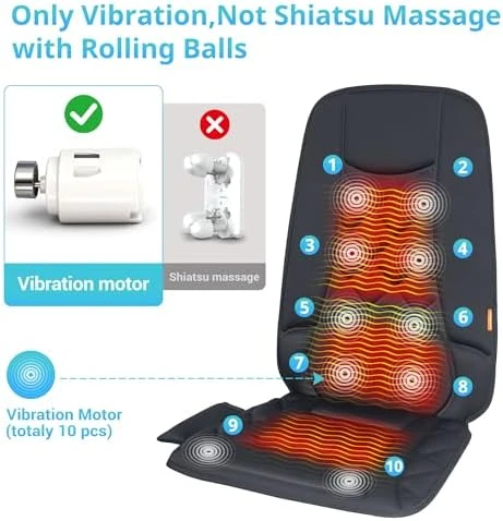 10 Vibration Motors Massage Seat Cushion with Heat — Massage Chairs, CARSHION