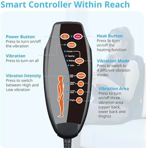 10 Vibration Motors Massage Seat Cushion with Heat — Massage Chairs, CARSHION