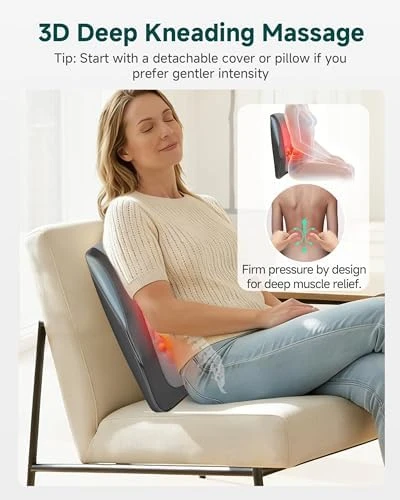 Back Massager for Back Pain Deep Tissue, Shiatsu Neck Back Massager with Heat, 3D Kneading Chair Massage Pillow, Neck... — Massage Chairs, Snailax