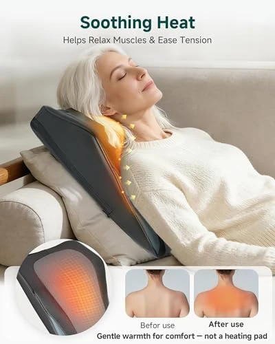 Back Massager for Back Pain Deep Tissue, Shiatsu Neck Back Massager with Heat, 3D Kneading Chair Massage Pillow, Neck... — Massage Chairs, Snailax