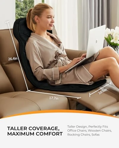 Back Massager with Heat, 8 Vibrating Motors, Massage Chair Pad — Massage Chairs, CooCoCo