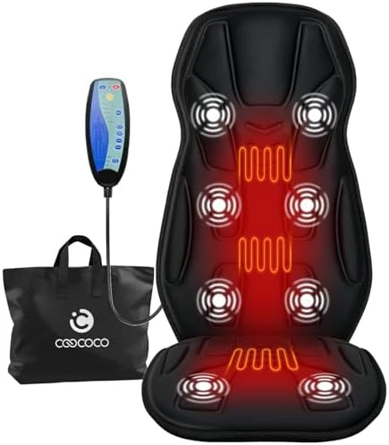 Back Massager with Heat, 8 Vibrating Motors, Massage Chair Pad — Massage Chairs, CooCoCo