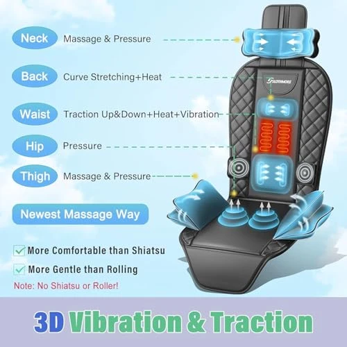 Back Massager with Heat & Traction & Vibration — Massage Chairs, Comrelax
