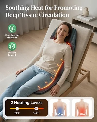 Back Massager with Heat, Targeted Vibration Massage Pad — Massage Chairs, Heycool
