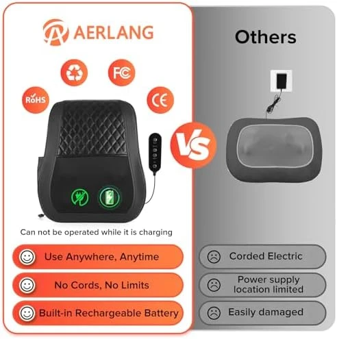 Cordless Neck and Back Massager with Heat — Massage Chairs, AERLANG