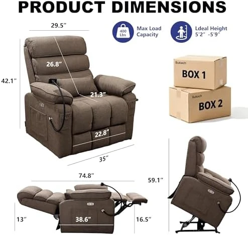 Dual Motor Recliner Chair with Heat & Massage — Massage Chairs, SUKACH