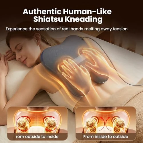 Ezback Plus Shiatsu Massage Pillow with Heat and Remote — Massage Chairs, BOB AND BRAD