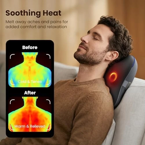 Ezback Plus Shiatsu Massage Pillow with Heat and Remote — Massage Chairs, BOB AND BRAD