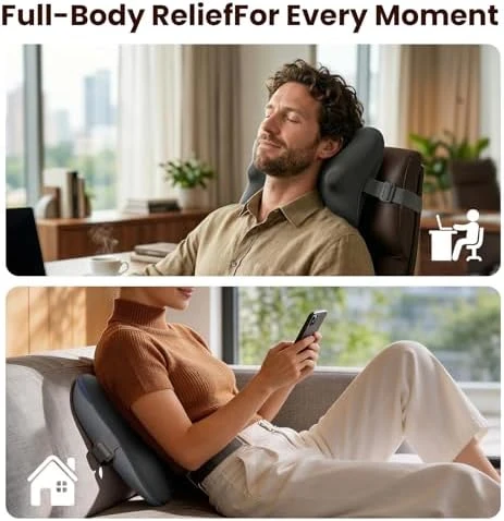 Ezback Plus Shiatsu Massage Pillow with Heat and Remote — Massage Chairs, BOB AND BRAD