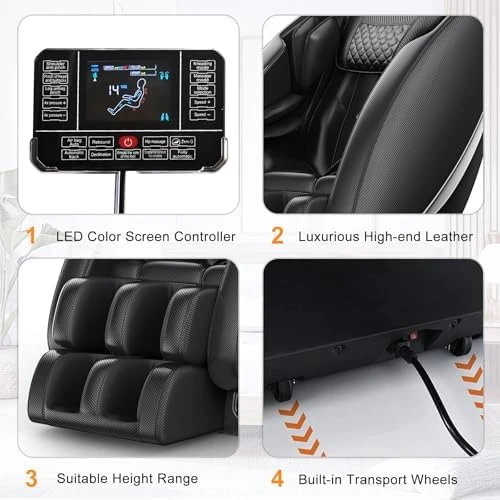 Full Body Massage Chair Recliner with Zero Gravity, Heat Therapy & Air Compression — Massage Chairs, GDFStudio
