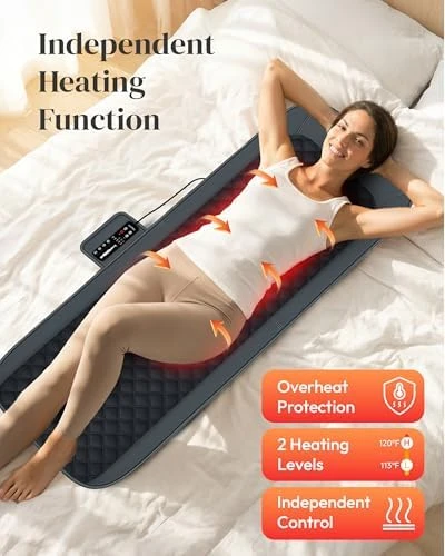 Full Body Massage Mat with Heat [2026 Upgraded], 10-Motor Vibration Massage Pad for Chair Bed Sofa, 2 Heat Levels, 5... — Massage Chairs, Heycool