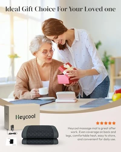 Full Body Massage Mat with Heat [2026 Upgraded], 10-Motor Vibration Massage Pad for Chair Bed Sofa, 2 Heat Levels, 5... — Massage Chairs, Heycool