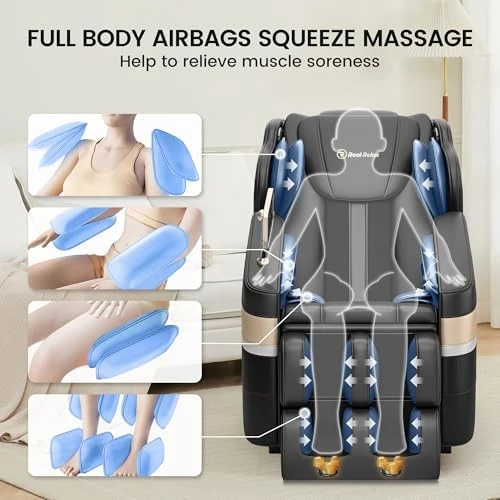 Full Body Zero Gravity Massage Recliner with Auto Modes, LCD, Bluetooth, Foot Massage — Massage Chairs, Real Relax